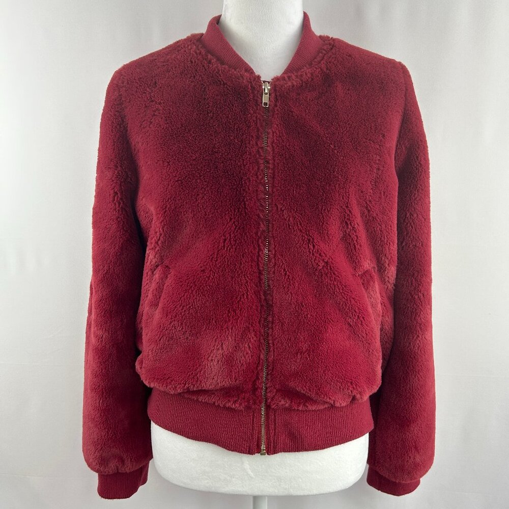 Chocolate USA Cozy Teddy Bomber Jacket faux fur Women's Medium